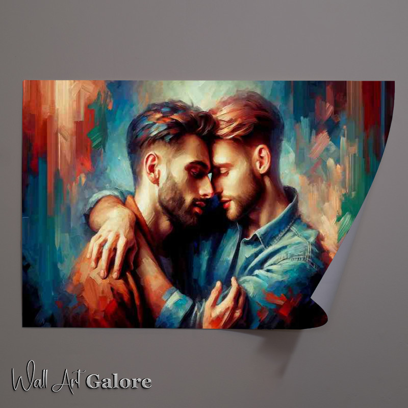 Buy Unframed Poster : (Romantic Male Couple Love Artistic Representation in love)