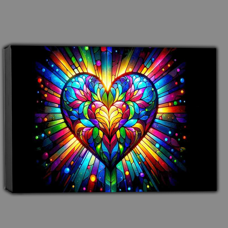Buy Canvas : (Stained Glass Heart Colorful Love Art)