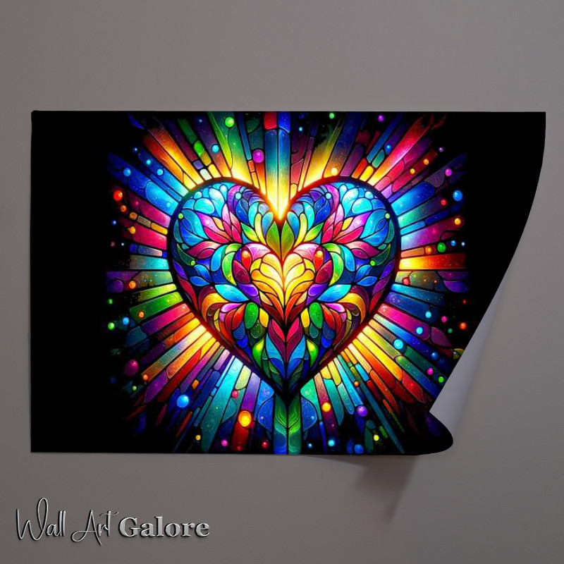Buy Unframed Poster : (Stained Glass Heart Colorful Love Art)