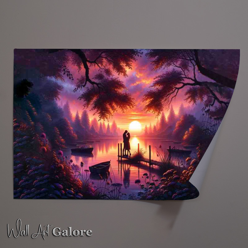 Buy Unframed Poster : (Sunset Lovers Silhouette Romantic Scenic)