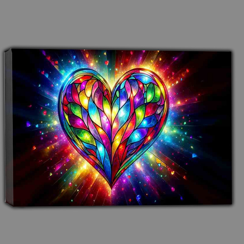 Buy Canvas : (Vibrant Stained Glass Heart Colorful Love Art)