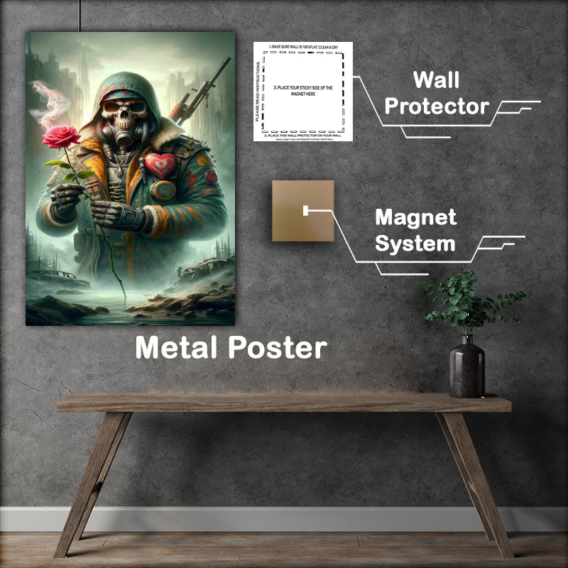 Buy Metal Poster : (Apocalyptic Romantic Skull Warrior Art)