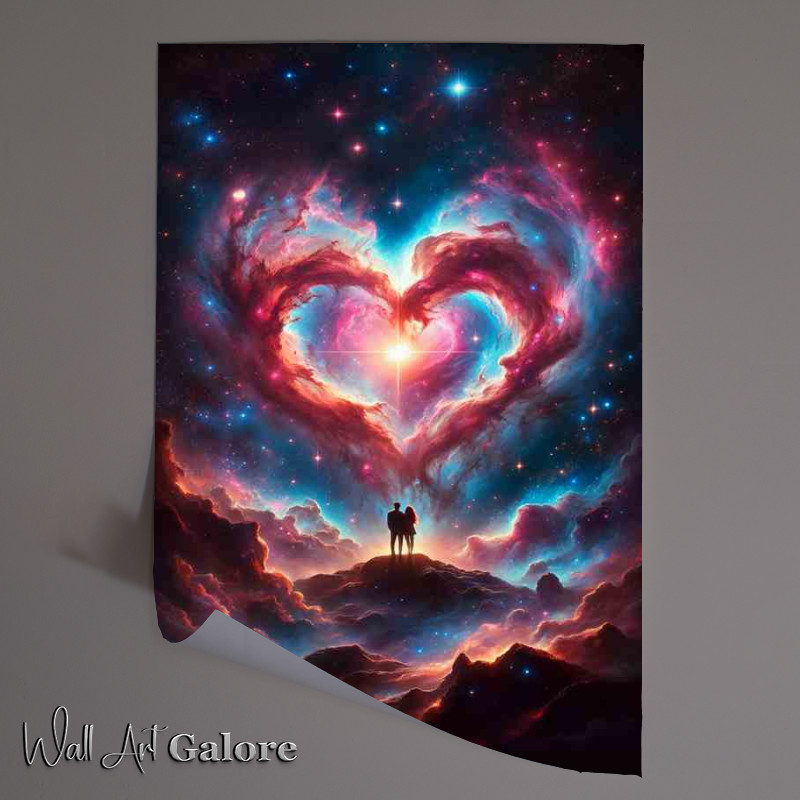 Buy Unframed Poster : (Cosmic Love Heart Nebula night sky)