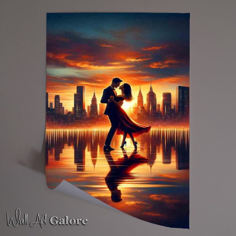 Buy Unframed Poster : (Elegant Sunset Dance Romance Cityscape)