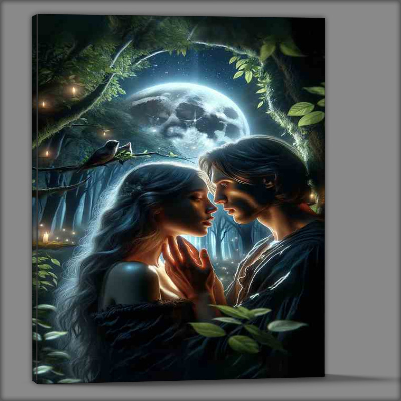 Buy Canvas : (Forest Moonlight Lovers Close Up)