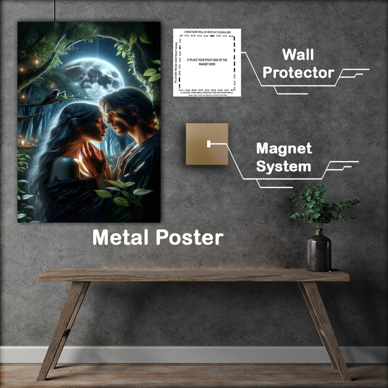 Buy Metal Poster : (Forest Moonlight Lovers Close Up)