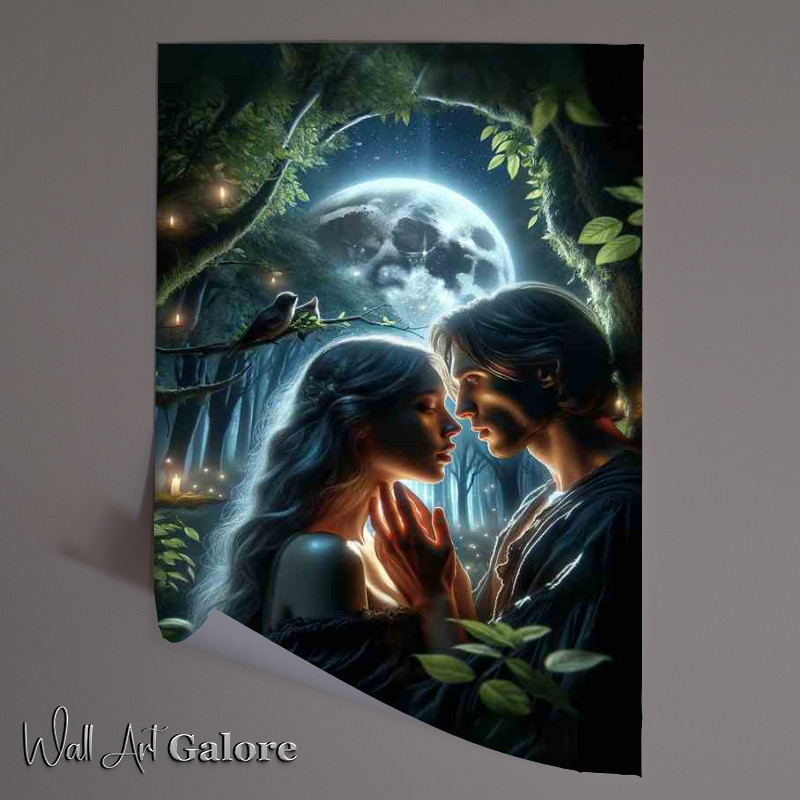 Buy Unframed Poster : (Forest Moonlight Lovers Close Up)