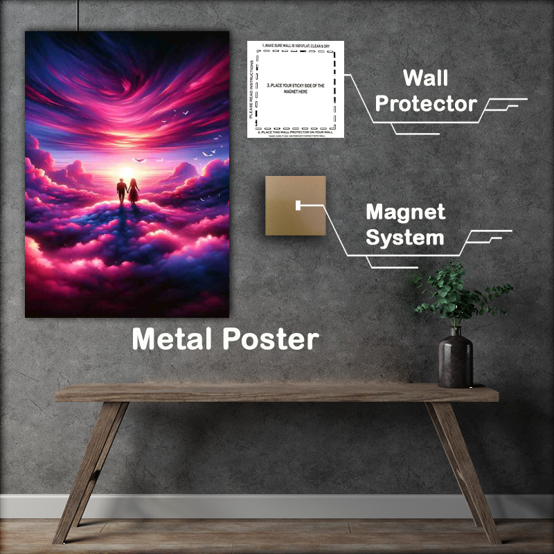 Buy Metal Poster : (Love Above Sunset Dream sweet couple)