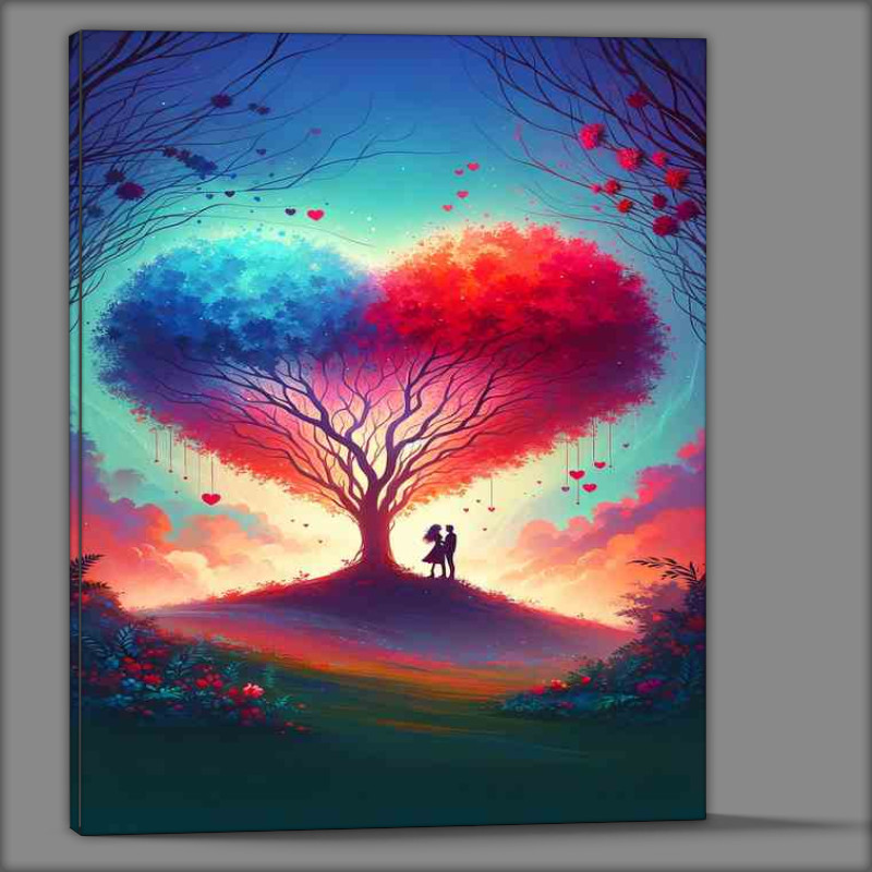 Buy Canvas : (Romantic Couple Heart Tree Silhouette)