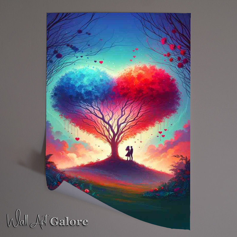 Buy Unframed Poster : (Romantic Couple Heart Tree Silhouette)