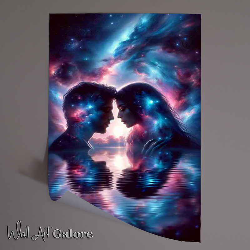 Buy Unframed Poster : (Stargazing Couple Intimate Cosmic )