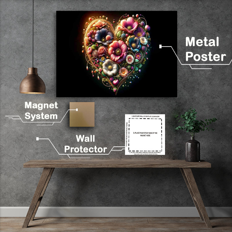 Buy Metal Poster : (Affection Heart of Blooming Love)