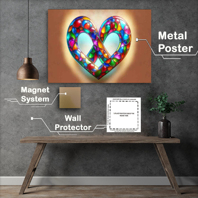 Buy Metal Poster : (Colorful Glass Infinity Heart Vibrant Symbol Artwork)