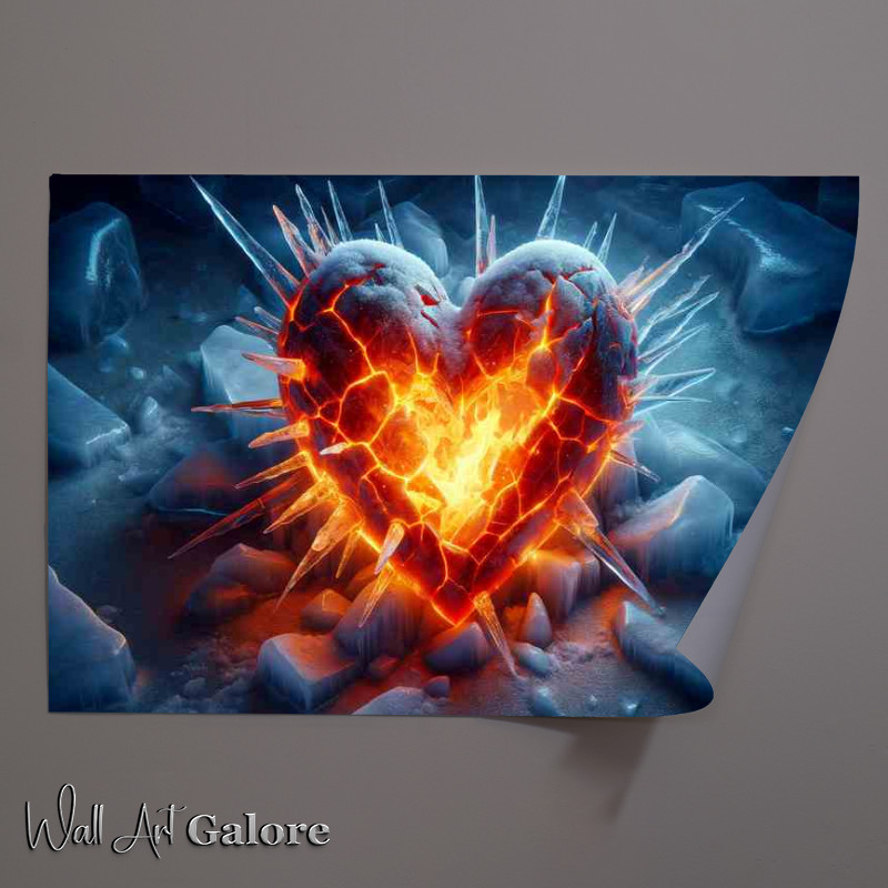 Buy : (Fiery Love Ice Heart Poster)