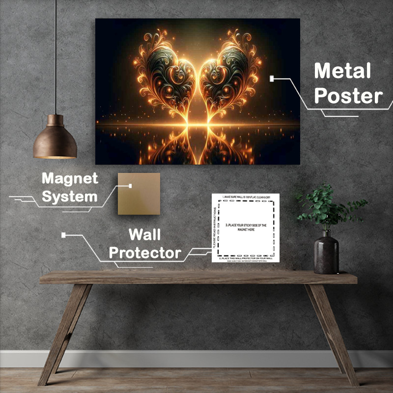 Buy Metal Poster : (Flames Eternal Love Heart Illustration)