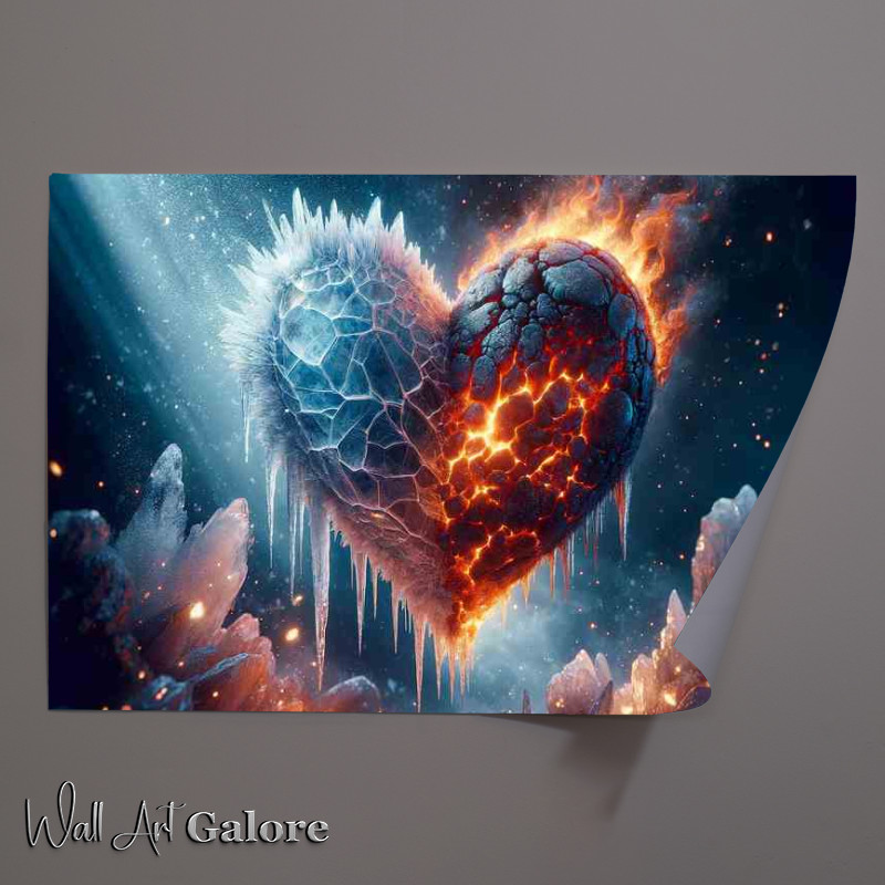Buy Unframed Poster : (Fragile Heart Ice and Fire Fusion featuring a heart)