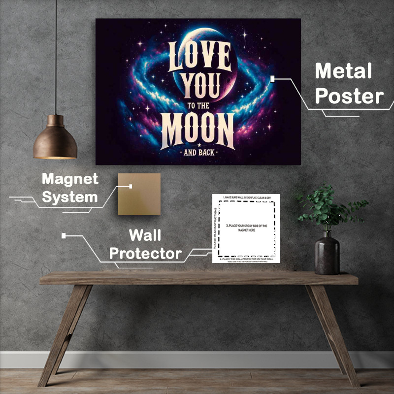Buy Metal Poster : (Galactic Romance Love You To The Moon And Back Bold Art)