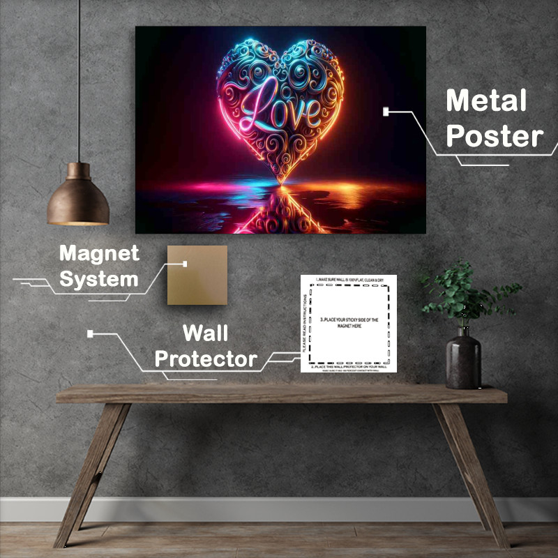 Buy Metal Poster : (Glow Love Embossed Heart Sculpture)