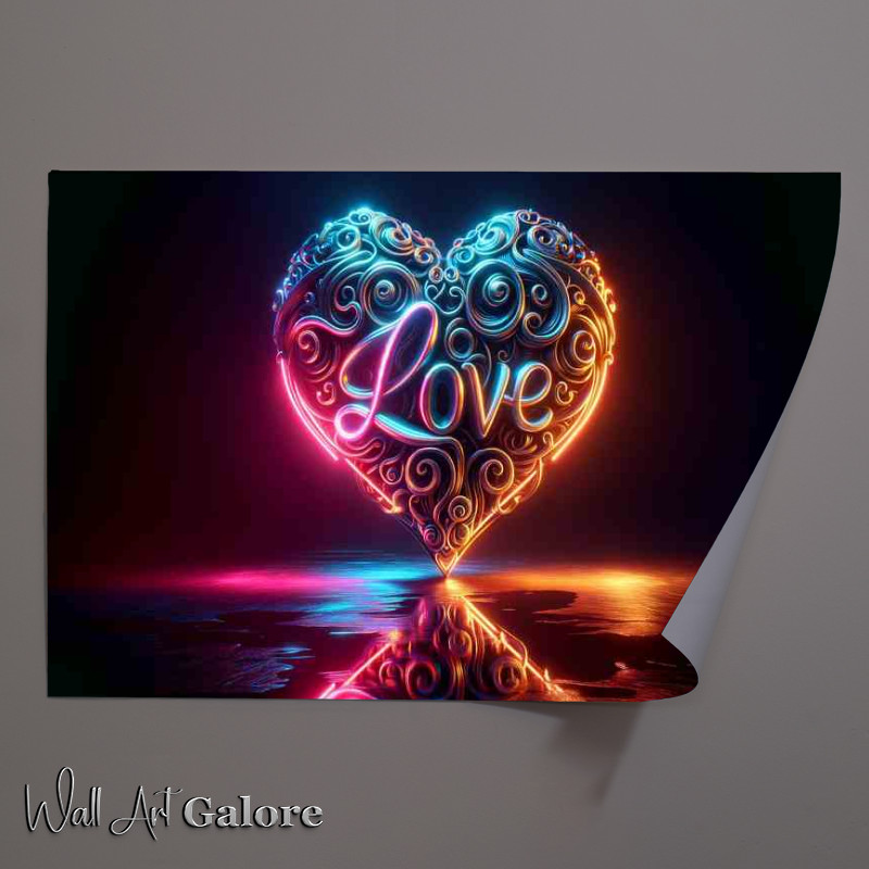 Buy Unframed Poster : (Glow Love Embossed Heart Sculpture)