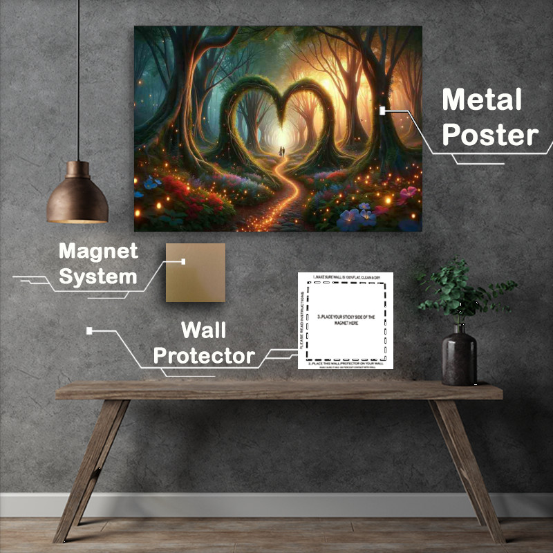 Buy Metal Poster : (Harmony in Love Enchanted Forest Heart Path)