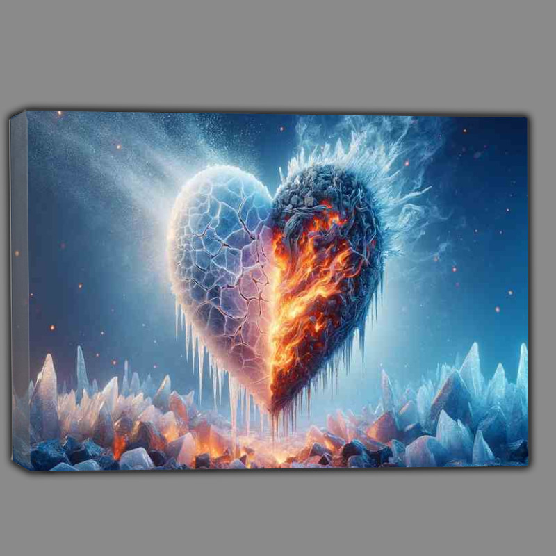 Buy Canvas : (Heart Ice and Fire Fusion featuring a heart shape)