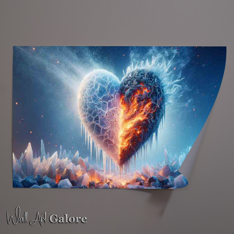 Buy Unframed Poster : (Heart Ice and Fire Fusion featuring a heart shape)