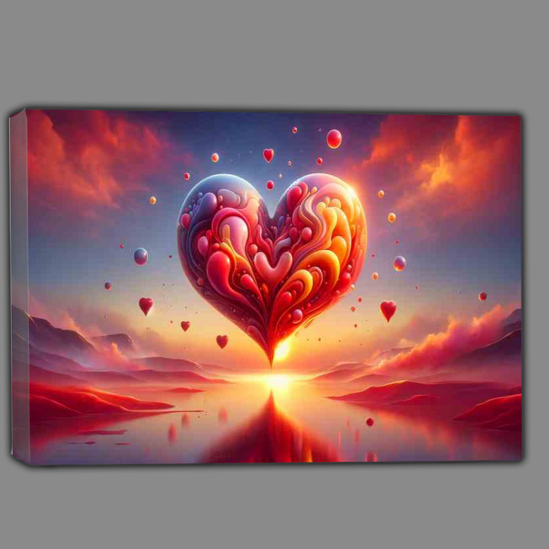 Buy Canvas : (Heart Sunset Love Dreamscape Illustration)