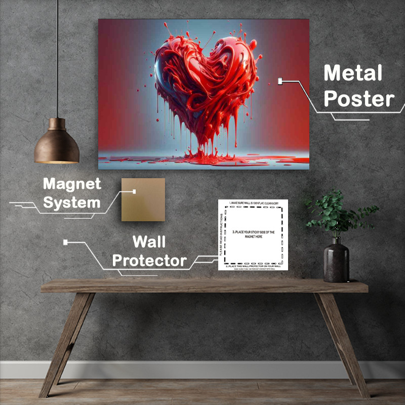 Buy Metal Poster : (Heart Vivid Love Abstract Art)