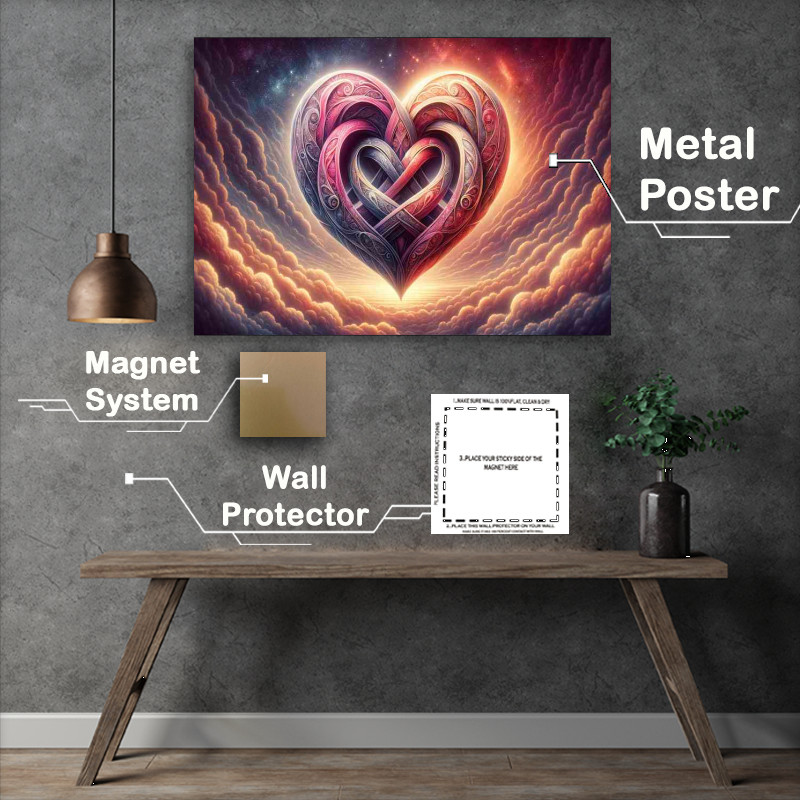 Buy Metal Poster : (Interlocking Hearts Artwork beautifully detailed love)