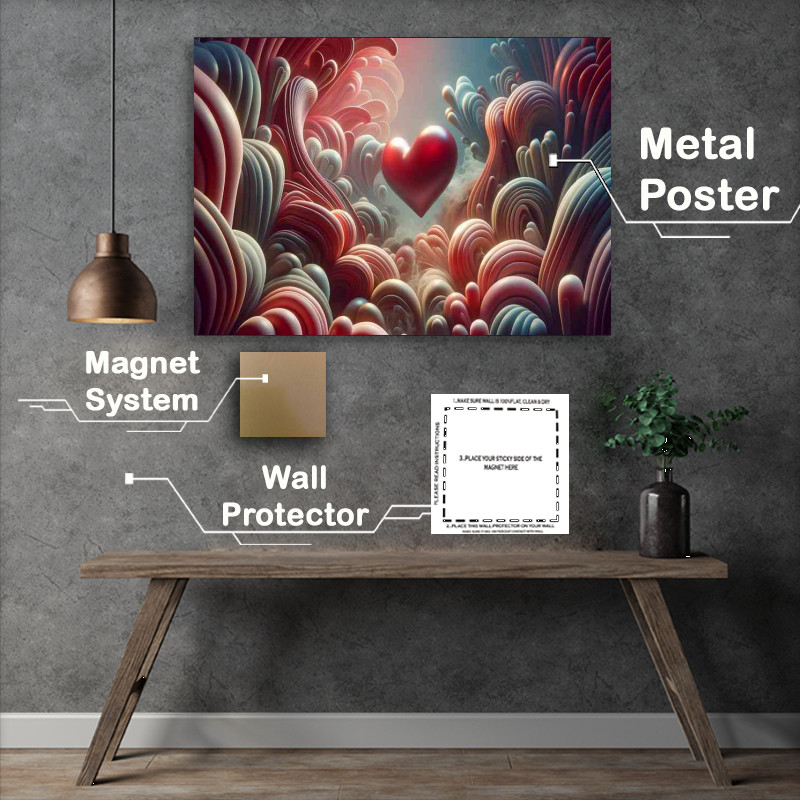 Buy Metal Poster : (Love Heart Organic Forms Illustration)