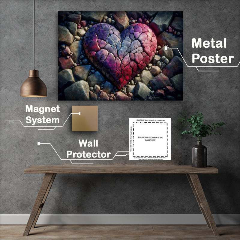 Buy Metal Poster : (Love Heart of Stone Textures heart composed)