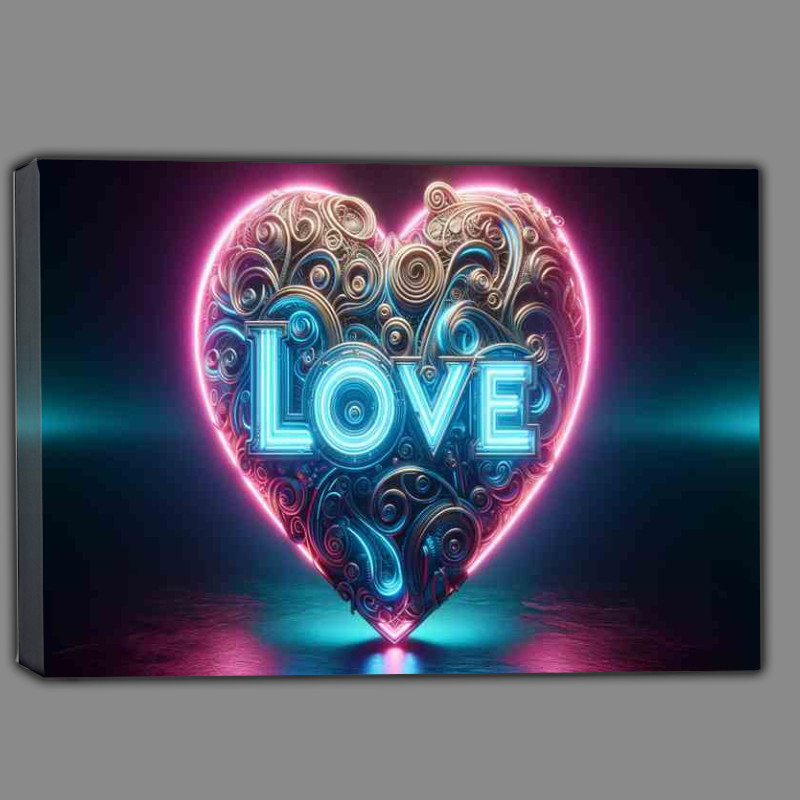 Buy Canvas : (Neon Glow Love Embossed Heart Sculpture)