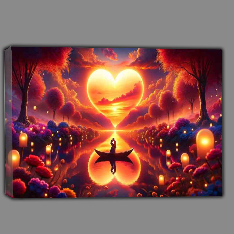 Buy Canvas : (Romantic Sunset Heart Reflection breathtaking sunset)