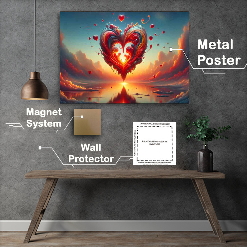 Buy Metal Poster : (Surreal Heart Sunset Love Dreamscape)