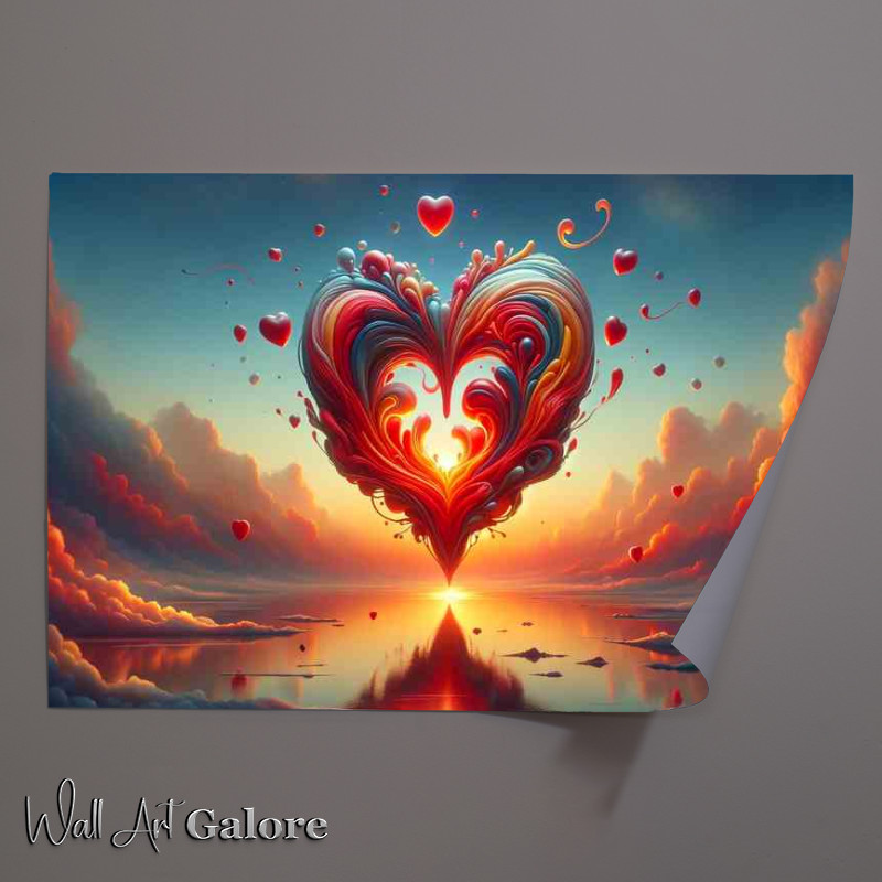 Buy Unframed Poster : (Surreal Heart Sunset Love Dreamscape)