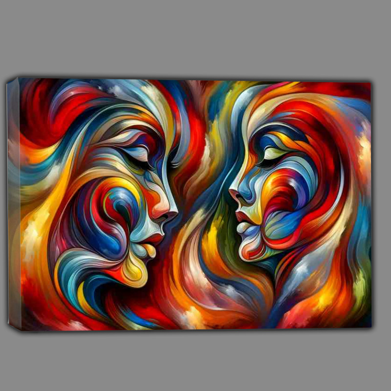 Buy Canvas : (Vibrant Abstract Faces Artistic Expression Painting)