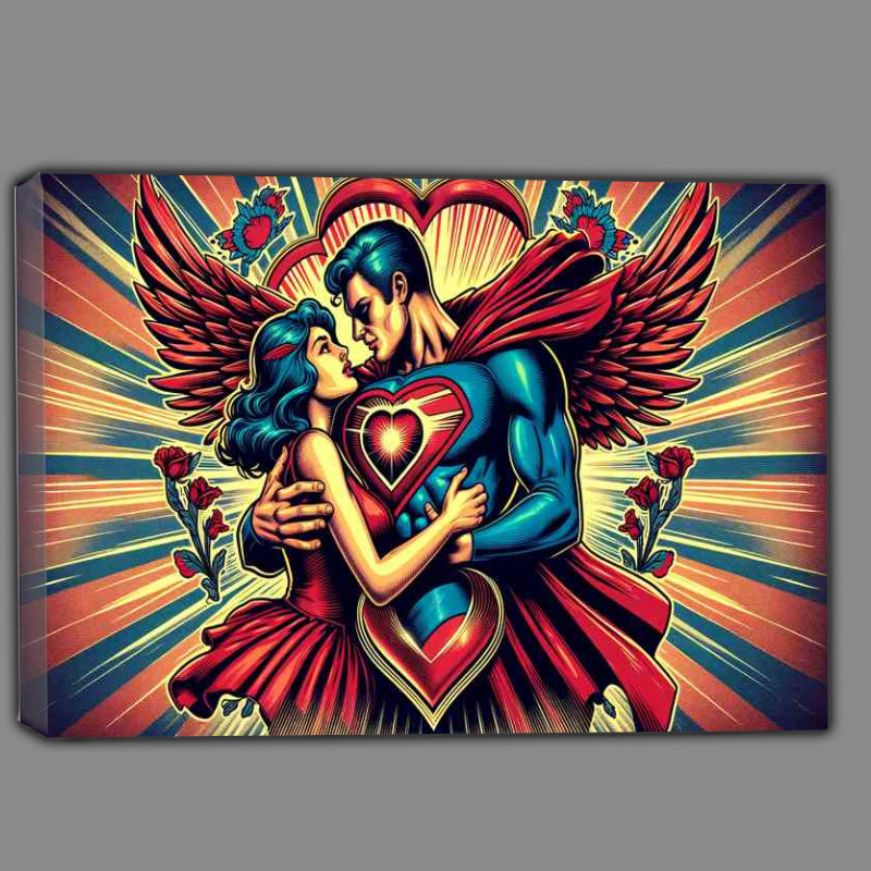 Buy Canvas : (Vintage Superhero Romance Illustration classic superhero)