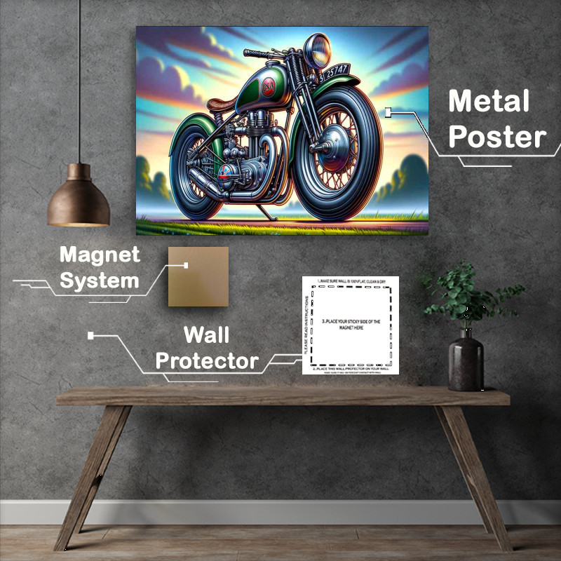 Buy Metal Poster : (Cartoon BSA Bantam Motorcycle Art)