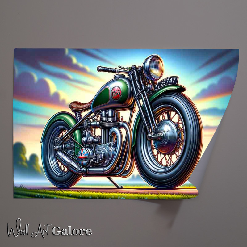 Buy Unframed Poster : (Cartoon BSA Bantam Motorcycle Art)