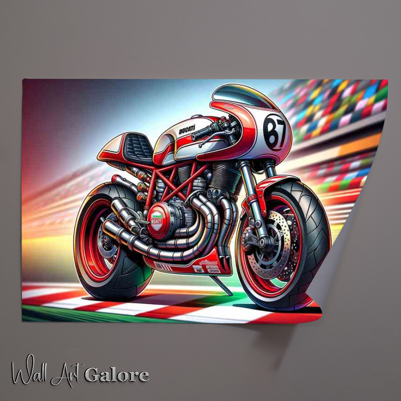 Buy Unframed Poster : (Cartoon Ducati 350 Desmo Art)