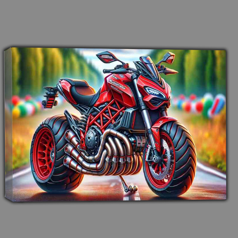 Buy Canvas : (Cartoon Ducati Multistrada Motorcycle Art)
