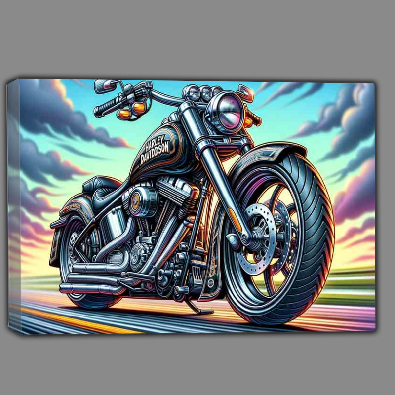 Buy Canvas : (Cartoon Harley Davidson Motorcycle Art cool)