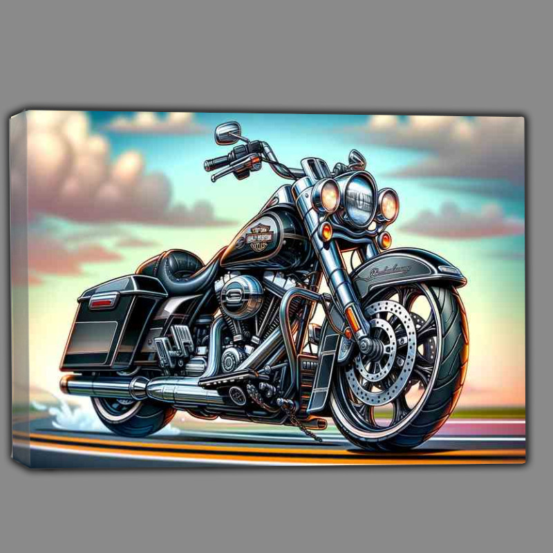Buy Canvas : (Cartoon Harley Davidson Road King Motorcycle Art)