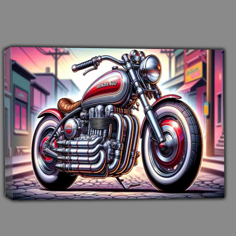 Buy Canvas : (Cartoon Honda 400 Four Motorcycle Art)