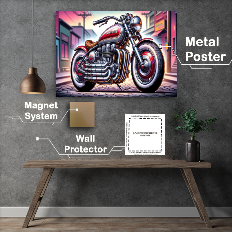 Buy Metal Poster : (Cartoon Honda 400 Four Motorcycle Art)
