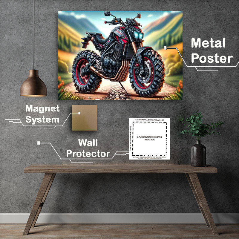 Buy Metal Poster : (Cartoon Honda Dominator 650 Motorcycle Art)