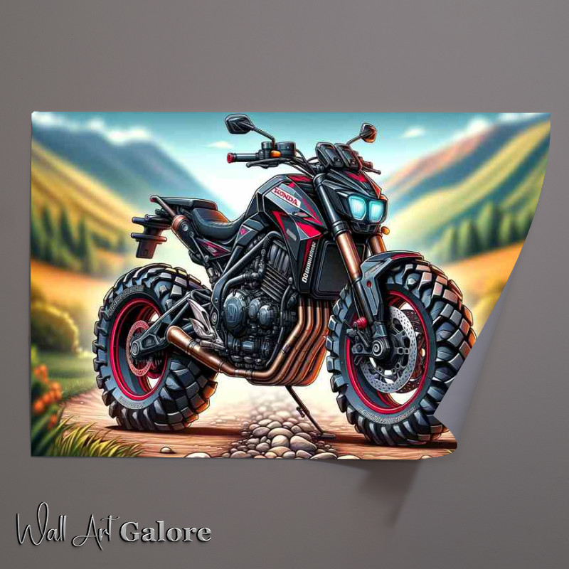 Buy Unframed Poster : (Cartoon Honda Dominator 650 Motorcycle Art)