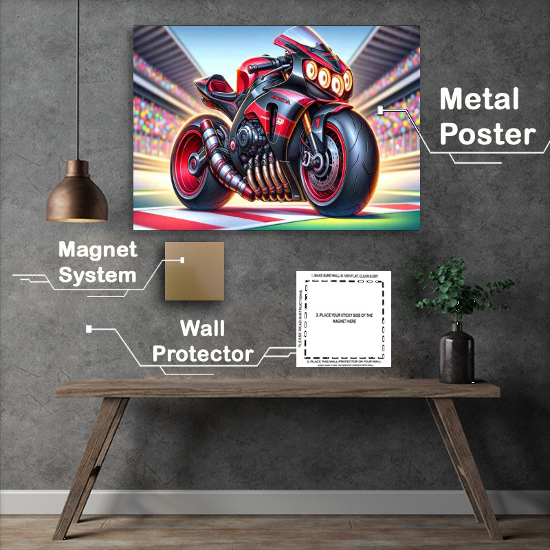 Buy Metal Poster : (Cartoon Honda SP1 Motorcycle Art)