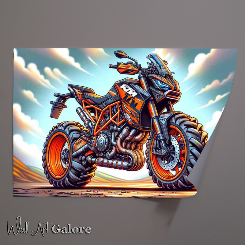 Buy Unframed Poster : (Cartoon KTM 1190 Motorcycle Art)