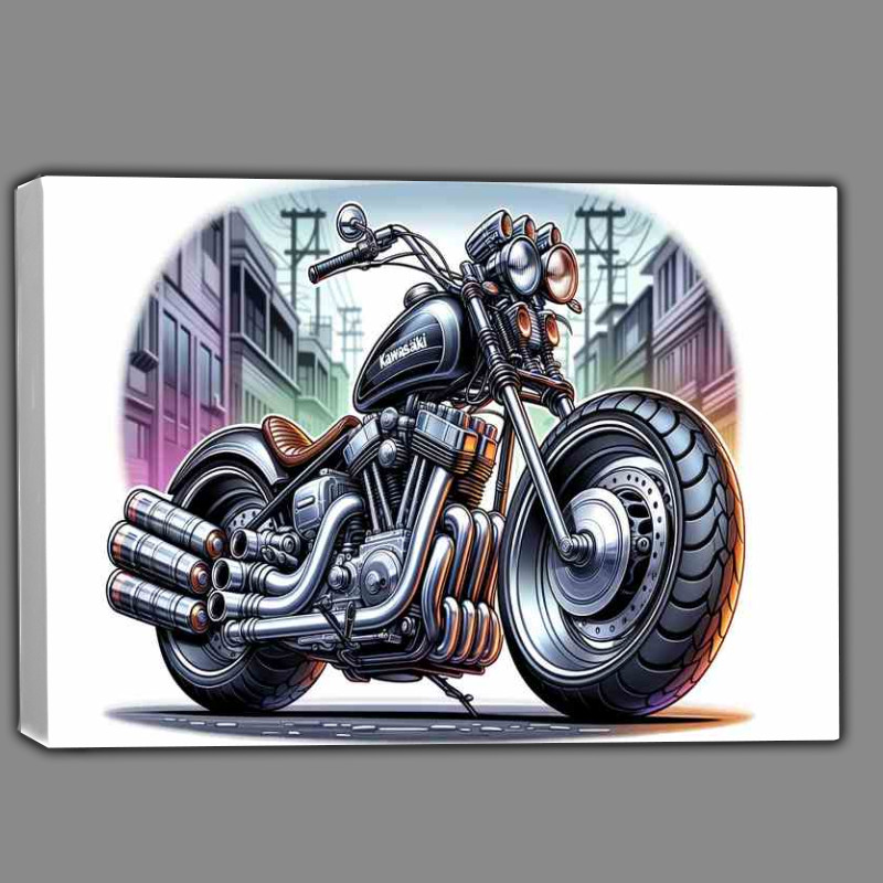 Buy Canvas : (Cartoon Kawasaki W800 Motorcycle Art)